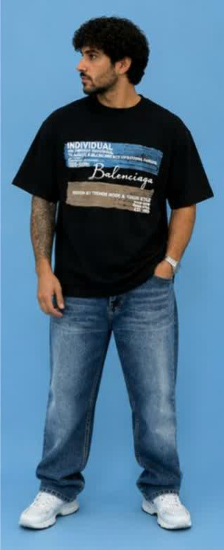 تیشرت اسپرت مشکی طرح Balenciaga یقه گرد نخ ۲۸ بالا با ضمانت