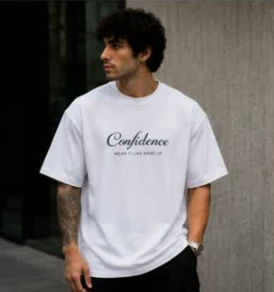 تیشرت اسپرت طرح CONFIDENCE WEAR IT LIKE MAKE UP یقه گرد دو نخ گرم بالا خرید مستقیم از تولید کننده با ضمانت